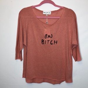 WILDFOX “Bad Bitch” 3/4 sleeve coral shirt ⚡️